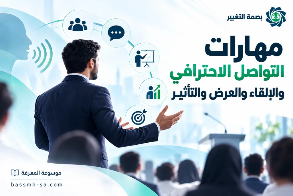 مهارات التواصل الاحترافي والإلقاء والعرض والتأثير: الدليل الشامل — بصمة التغيير